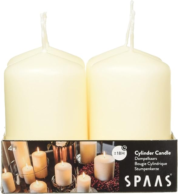 Spaas Unscented Pillar Candle 50/80 mm, ± 18 Hours, Ivory, S0042001037