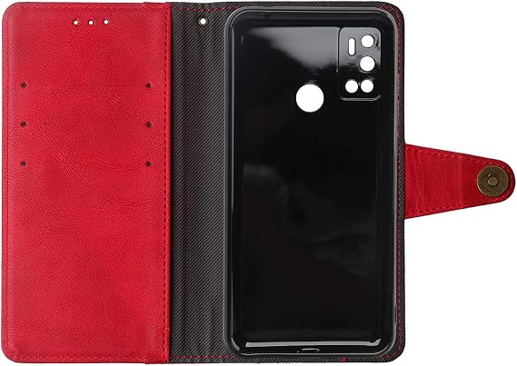 Flip Genuine Premium Leather TPU Silicone Phone Gel Case for Cubot C20 6.18 Back Cover Skin Etui Protective Protector Wallet Pouch Shell Bumper (Red)