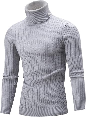 Men's Turtleneck Roll Neck Polo Solid Color Turtleneck Tops Turtleneck Sweater Turtle Neck Cable Knitted Jumpers Pullover Winter Slim Fit Long Sleeve Sweater