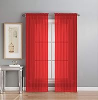 Vista 22 de Interior Trends Juego de 2 paneles de cortina de gasa transparente totalmente cosidas para ventana con cortinajes (63 pulgadas de largo, ladrillo)