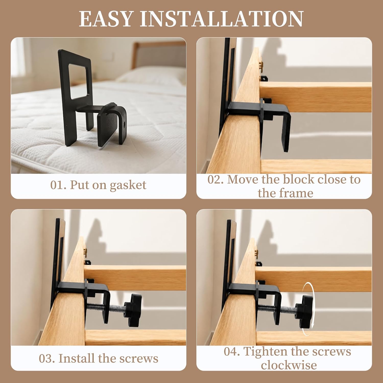 6 PCS Mattress Slide Stopper, Adjustable Anti-Slip Gripper for Metal Bed Frame, Heavy Duty Mattress Retainer, Black, Bed Hardware Accessories