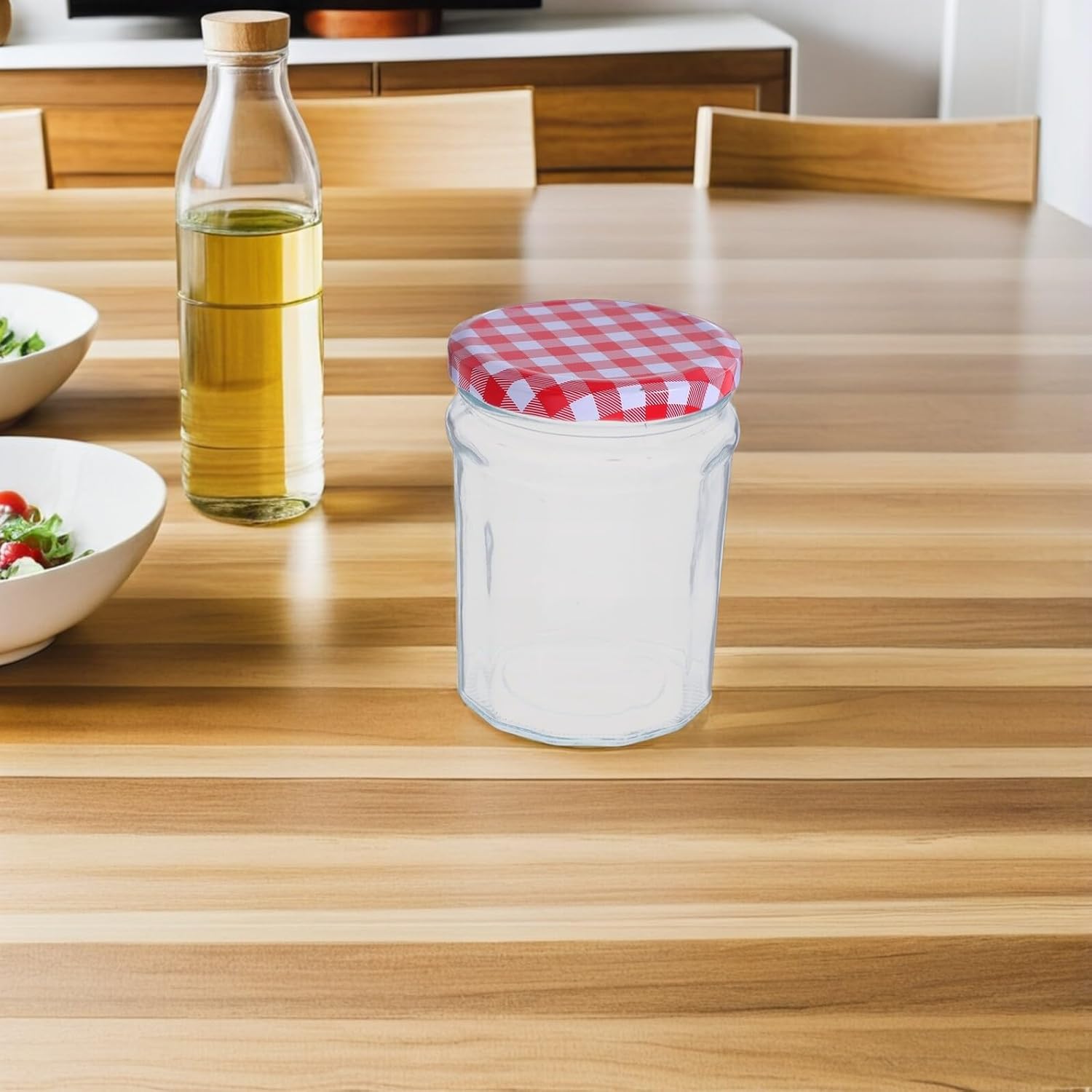 Hexagon Glass Jars with Airtight Lids 380ml Small Jam and Honey Storage Containers 6pcs Set Food-grade Glass Kitchen Canisters for Spices and Preserves