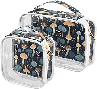 2Pcs Mushroom Cosmetic Bags,Clear Makeup Bags...