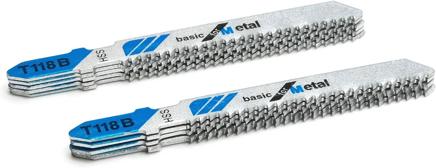 TAROSE 10-Piece T118B 3 Inch 12 TPI Assorted T-Shank Jig Saw Blades Set for Cutting Metal