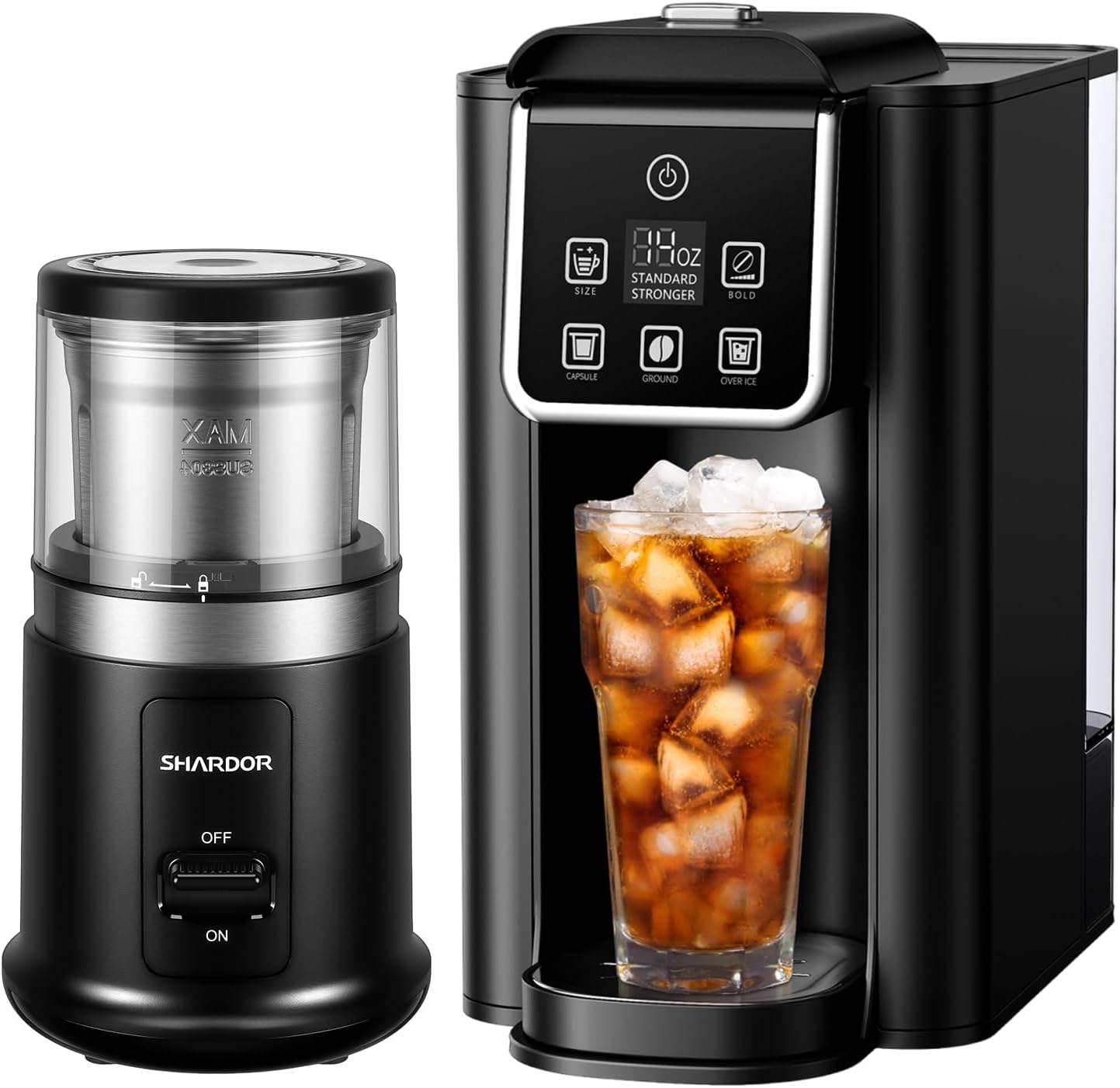 SHARDOR Adjustable Coffee Grinder with Hot & Iced k Cup Coffee Maker