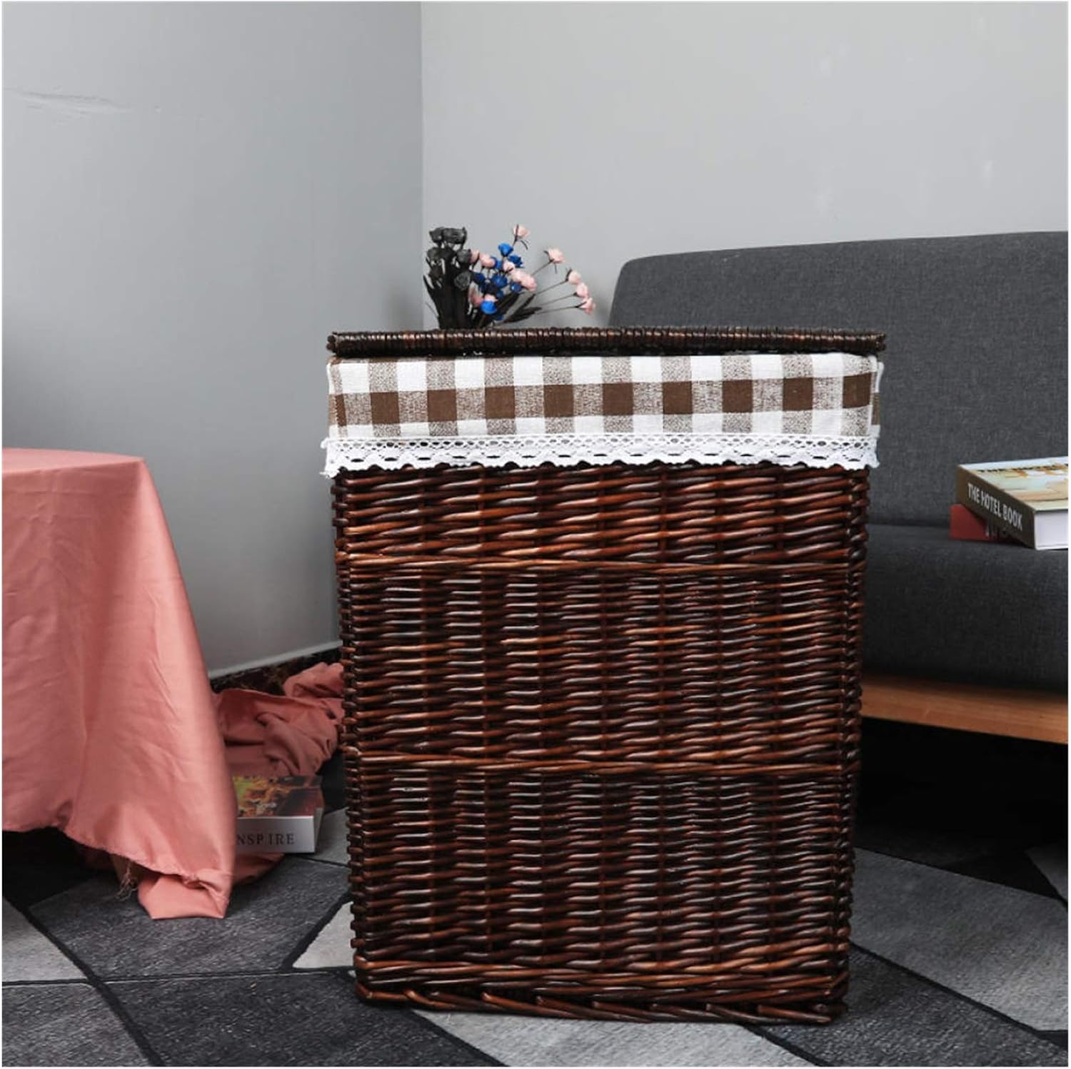 Dirty Clothes Household Laundry Basket Storage Basket Big Woven Storage Box Laundry Basket with Lid Storage Basket (Color : 3 Size : 44X34X57cm) (3 32X23X26cm)