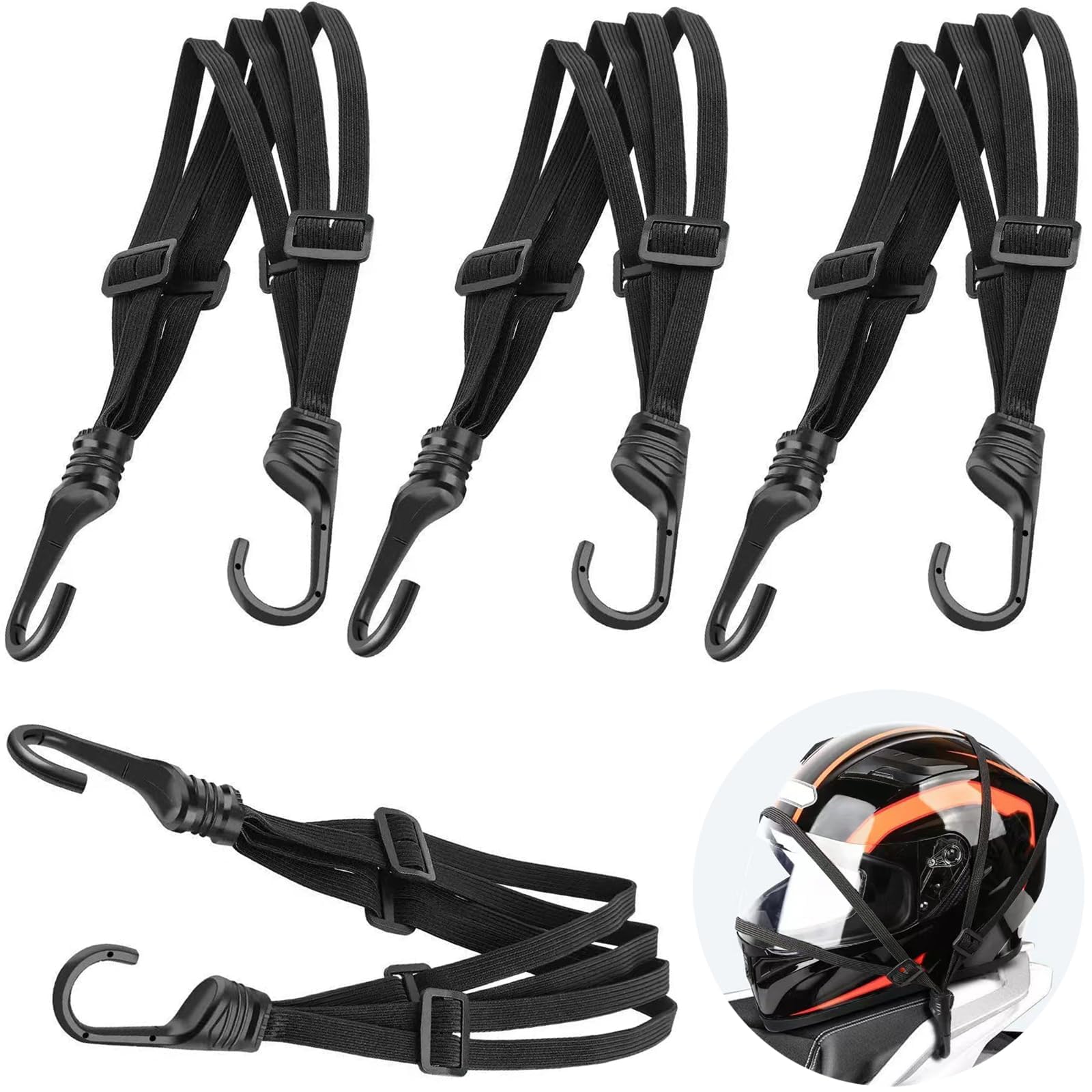 Tazweeq4Pcs 24inch Bungee Cord with Dual Steel Hooks, Multi-Purpose High Elastic Bungee Straps Four-Strand Split Tie Down for Luggage