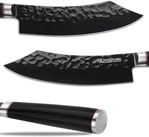 Miniatura 2 de YOUSUNLONG Cuchillo de carnicero - Cuchillo de carne de 8 pulgadas - Acero recubierto de nitruro de titanio negro japonés AUS8 - Super afilado -