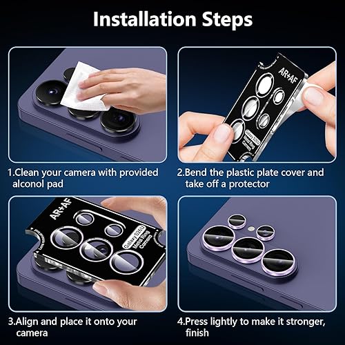 Vista 1193 de para Samsung Galaxy Z Flip 7 Protector de Lente de Cámara, Cubierta de Lente de Vidrio Templado con Anillo de Metal Individual, [Fuerte Adhesión] 1