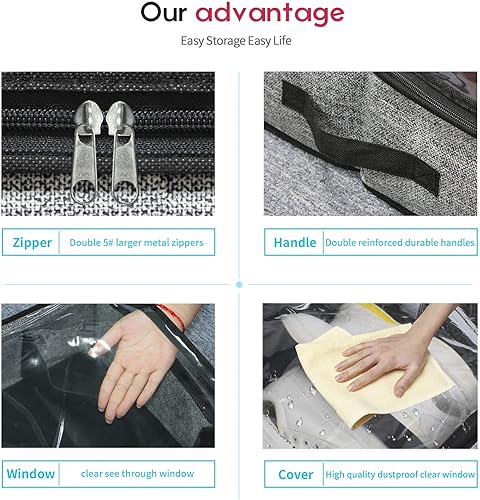 Miniatura 5 de Onlyeasy MXAUBSB1P - Organizador de almacenamiento de zapatos debajo de la cama con asas resistentes y ventana transparente, paquete de 1 paquete