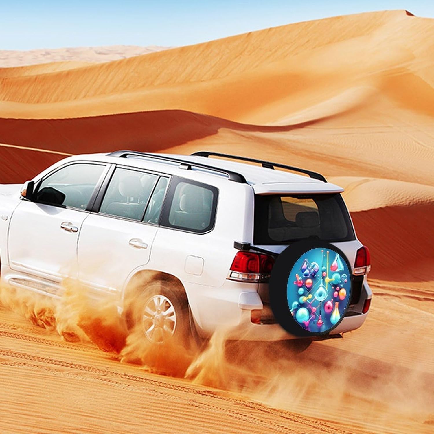 Universal Fits Diameters 28-34inch Spare Wheel Tire Cover Abstract Science Chemistry Illustration 3D Waterproof Leather Wheel Cover for Trailer RV SUV