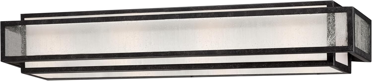 Minka-Lavery Camden Square 4 Light Bath in Aged Charcoal Finish with Clear Seeded and Etched White Glass