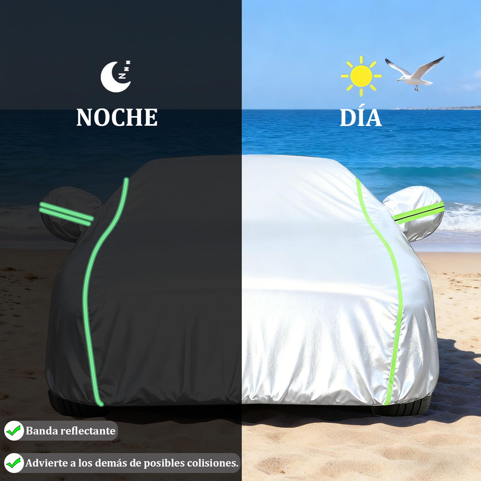 Funda Coche para BYD Dolphin (2023-2026) Forro Suave, Transpirable, Antiviento, Impermeable, Tejido Oxford, Anti-UV, 4 Estaciones