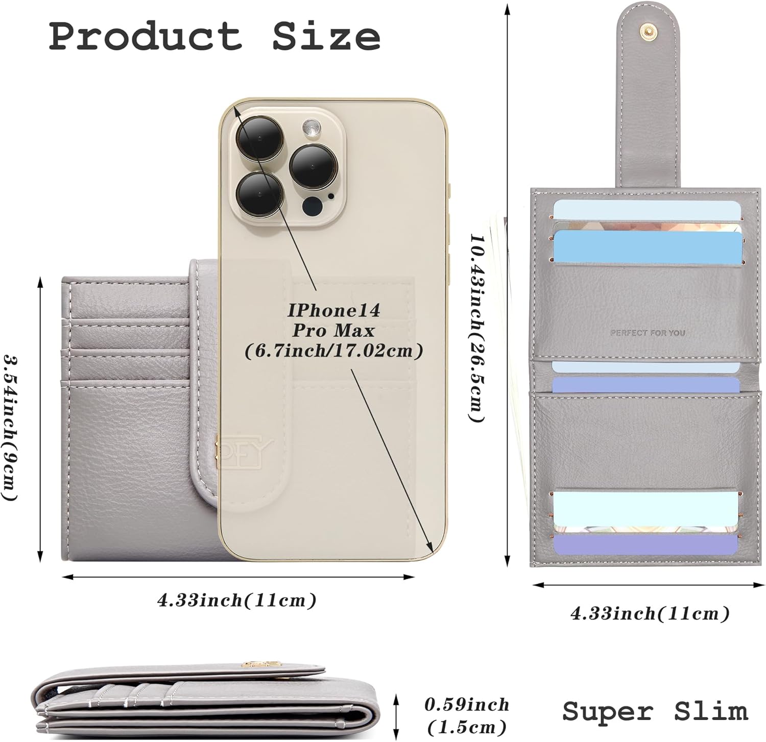 GEEAD Small Wallets for Women Slim Bifold Credit Card Holder Minimalist Zipper Coin Pocket - Image 2