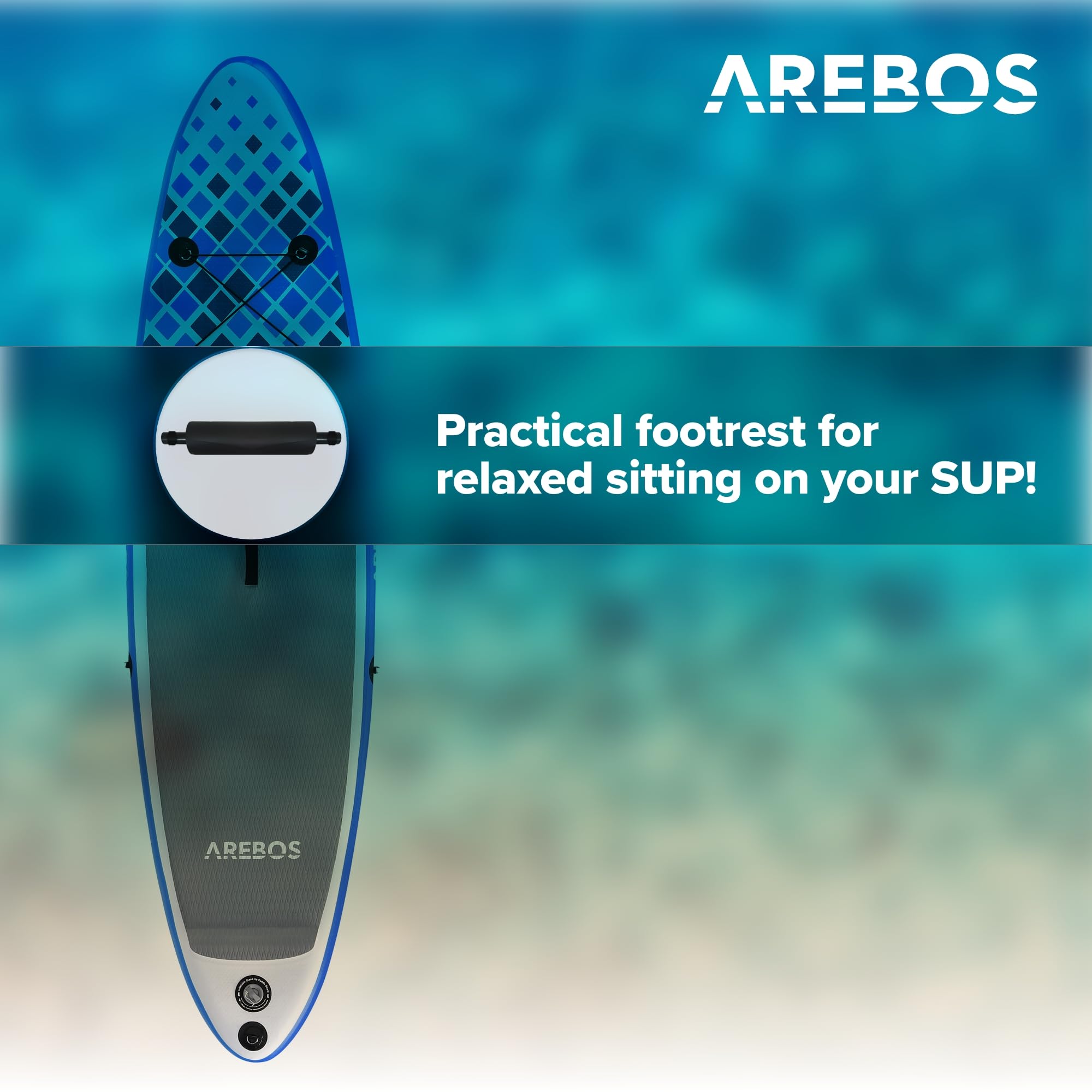 Arebos Poggiapiedi SUP Board Stand Up Paddle 32 cm, diametro tubo 2,2 cm