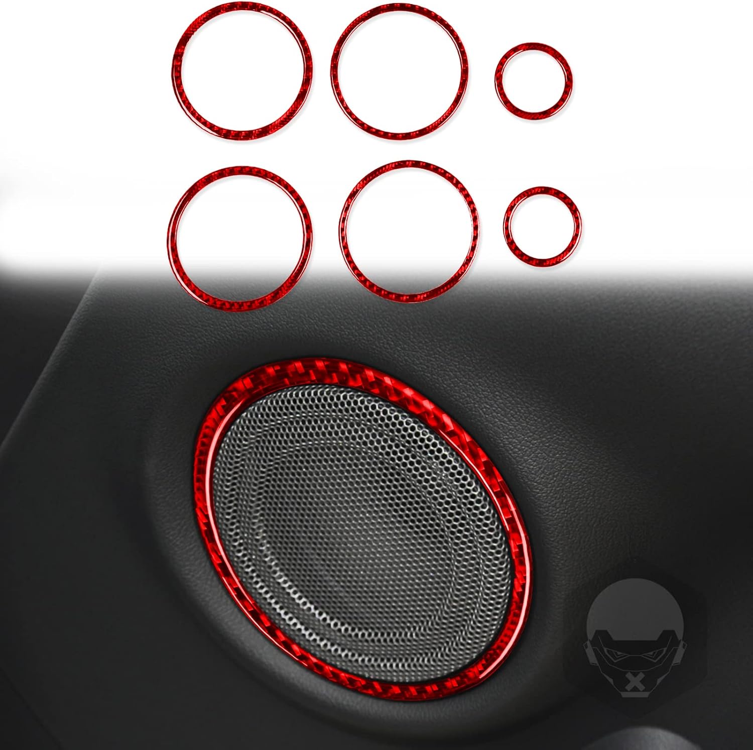 Car Interior Accessories Carbon Fiber Inner Door Speaker Ring Cover Trim Parts for Toyota Supra 2019-2022 (red)