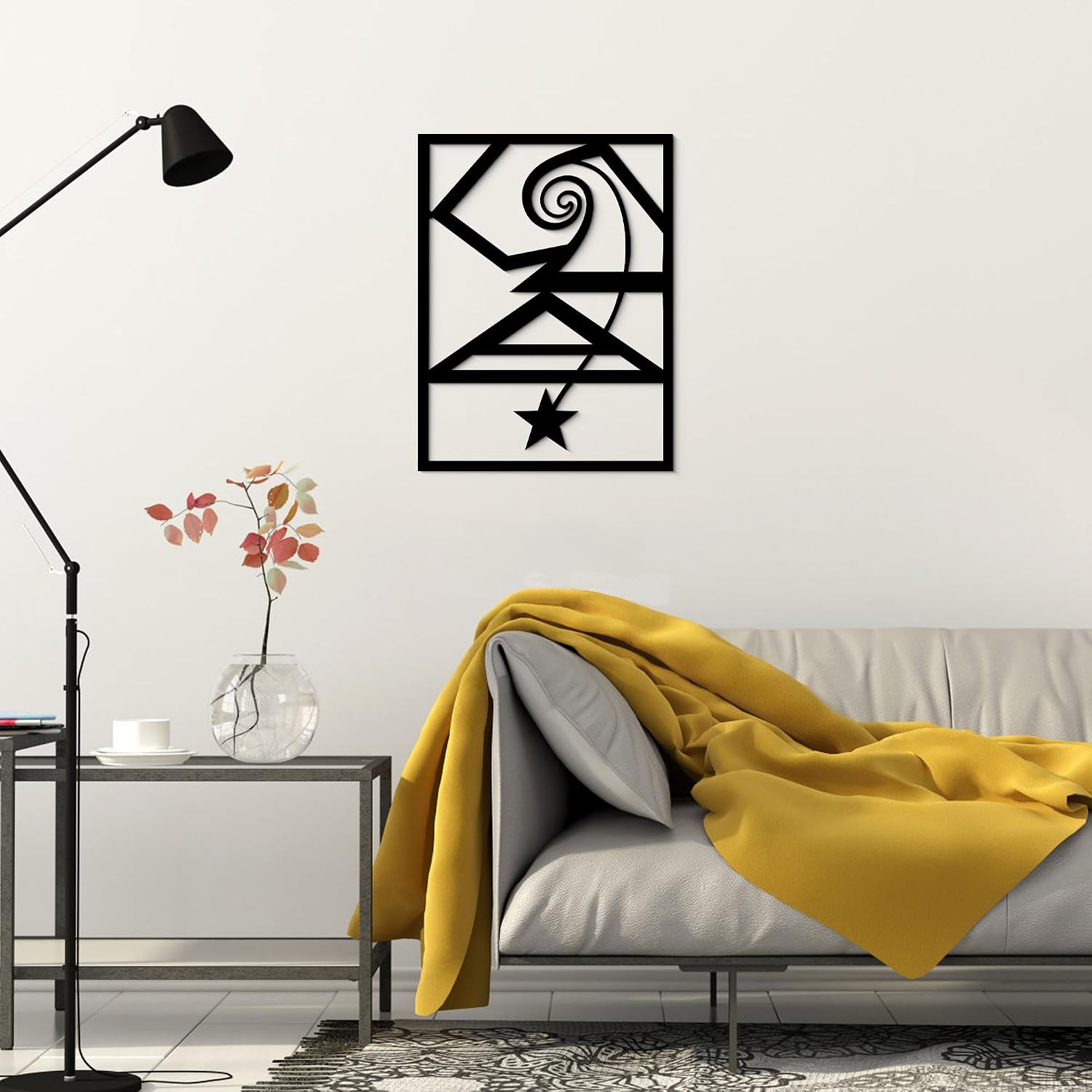 GlintHome Minimalist Wall Art - Black Abstract Metal Wall Decor 3D Textured Metal Wall Sculptures for Living Room Bedroom Bathroom Study Room