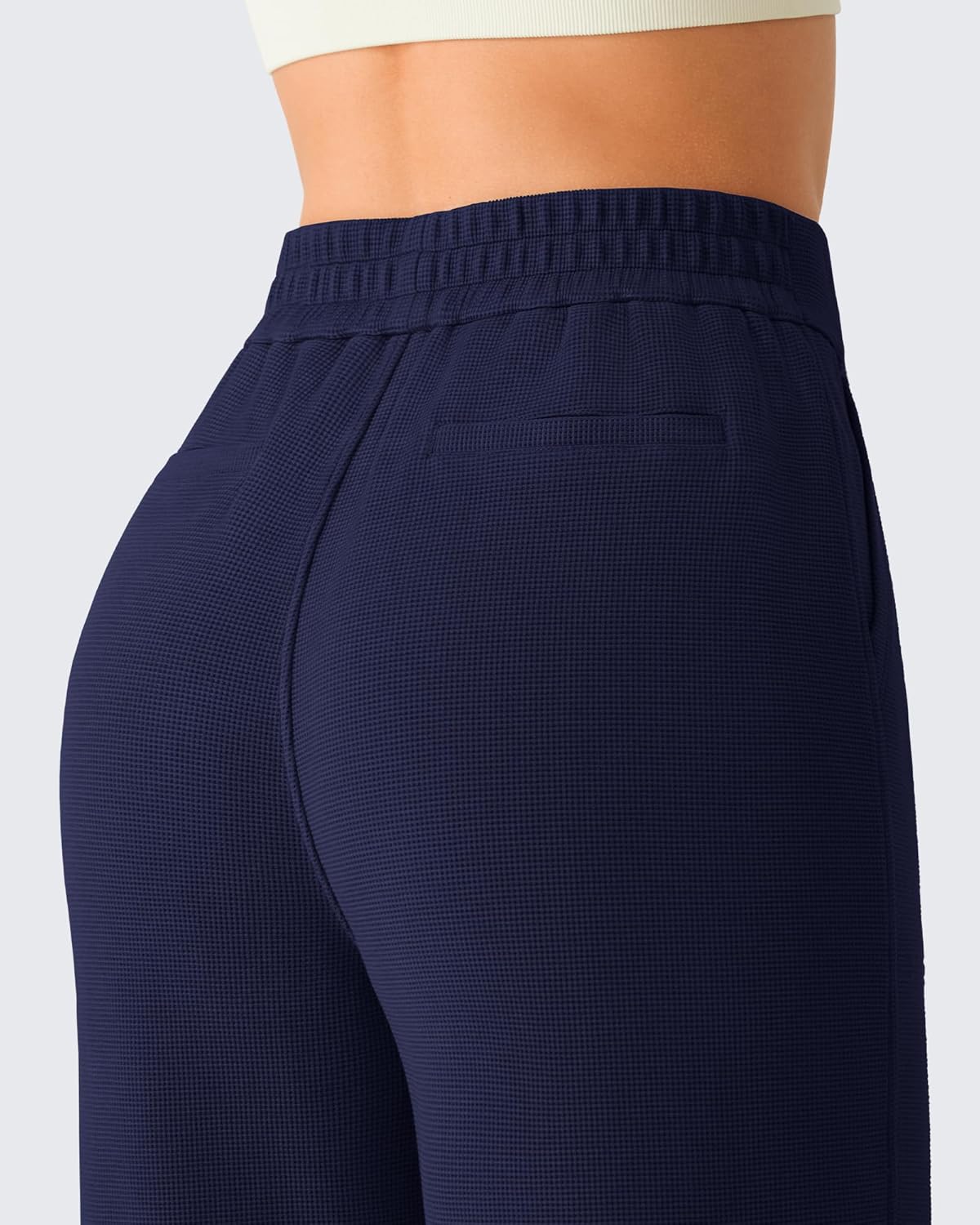G4Free Waffle Wide Leg Pants for Women - High Waisted Yoga Dress Pants Stretchy Trousers
