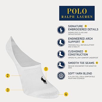 POLO RALPH LAUREN Women's Classic Sport Sneaker Liner Socks, 3 Pairs