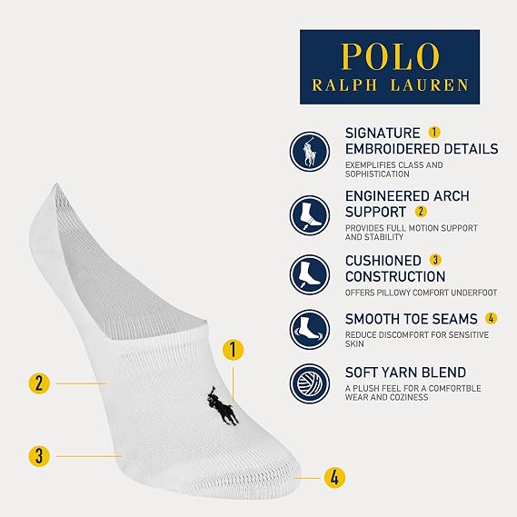 POLO RALPH LAUREN Women's Classic Sport Sneaker Liner Socks, 3 Pairs