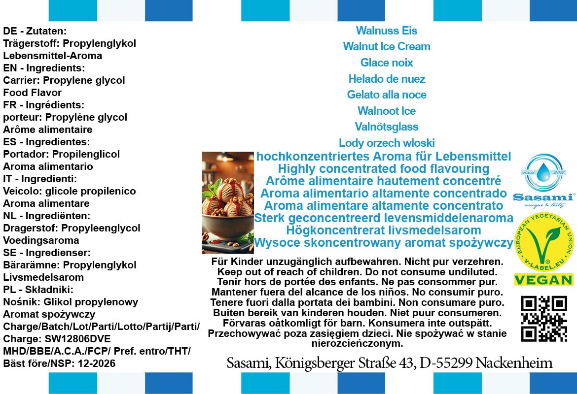 Lody orzech włoski aromat koncentrat – Wegański – Sasami – 100ml