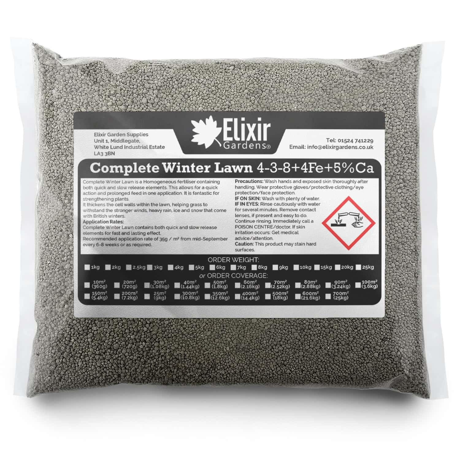 Elixir Gardens Seasonal Lawn Fertilisers for Turf & Grass | Complete Winter Lawn | 4-3-8+4Fe | Treats 600 Sq. Meters — image 1