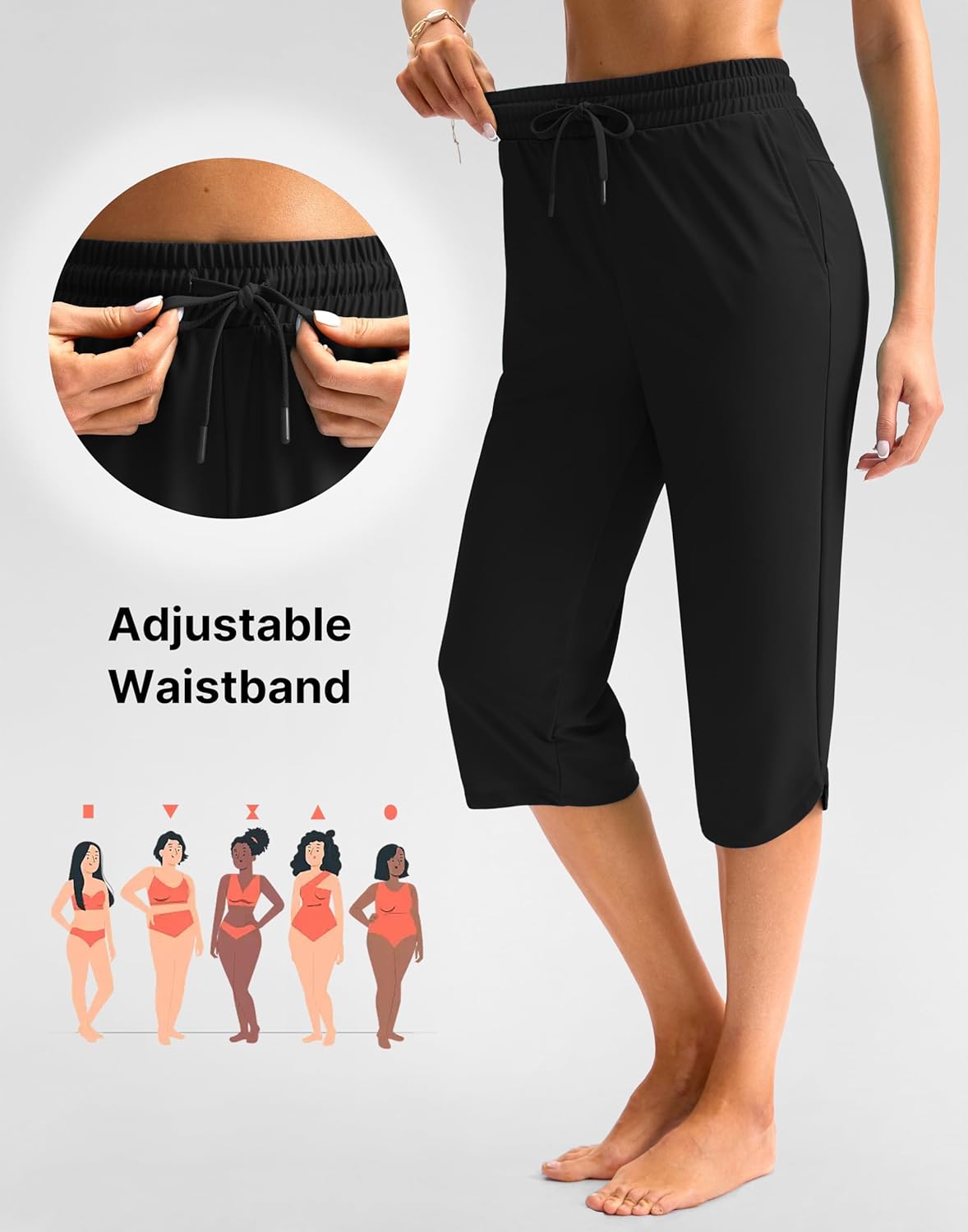 Viodia Women's 18" Swim Capris Pants Modest Swimsuits Quick Dry Bathing Suit Bottoms UPF 50+ Beach Pants with Pockets - Image 5