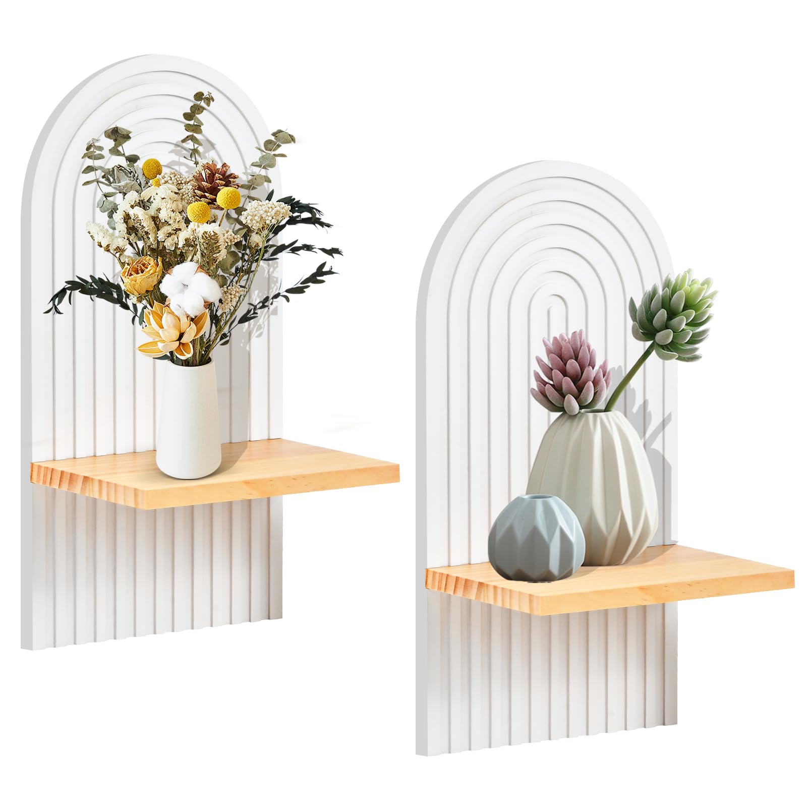 Dekoratives Holzwandregal für Schlafzimmer und Wohnzimmer mit Versteckter Aufhängung