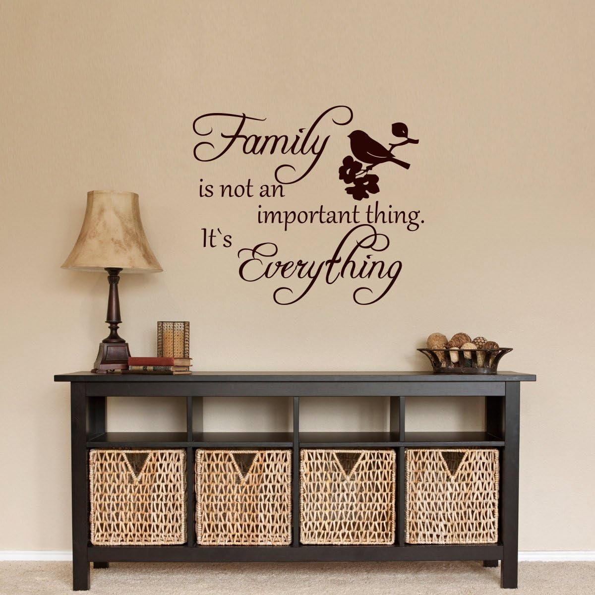Wall Decals Family Is not an Important Thing Quote Decal Vinyl Sticker Bird Decal Home Decor Bedroom Dorm Living Room MN 103