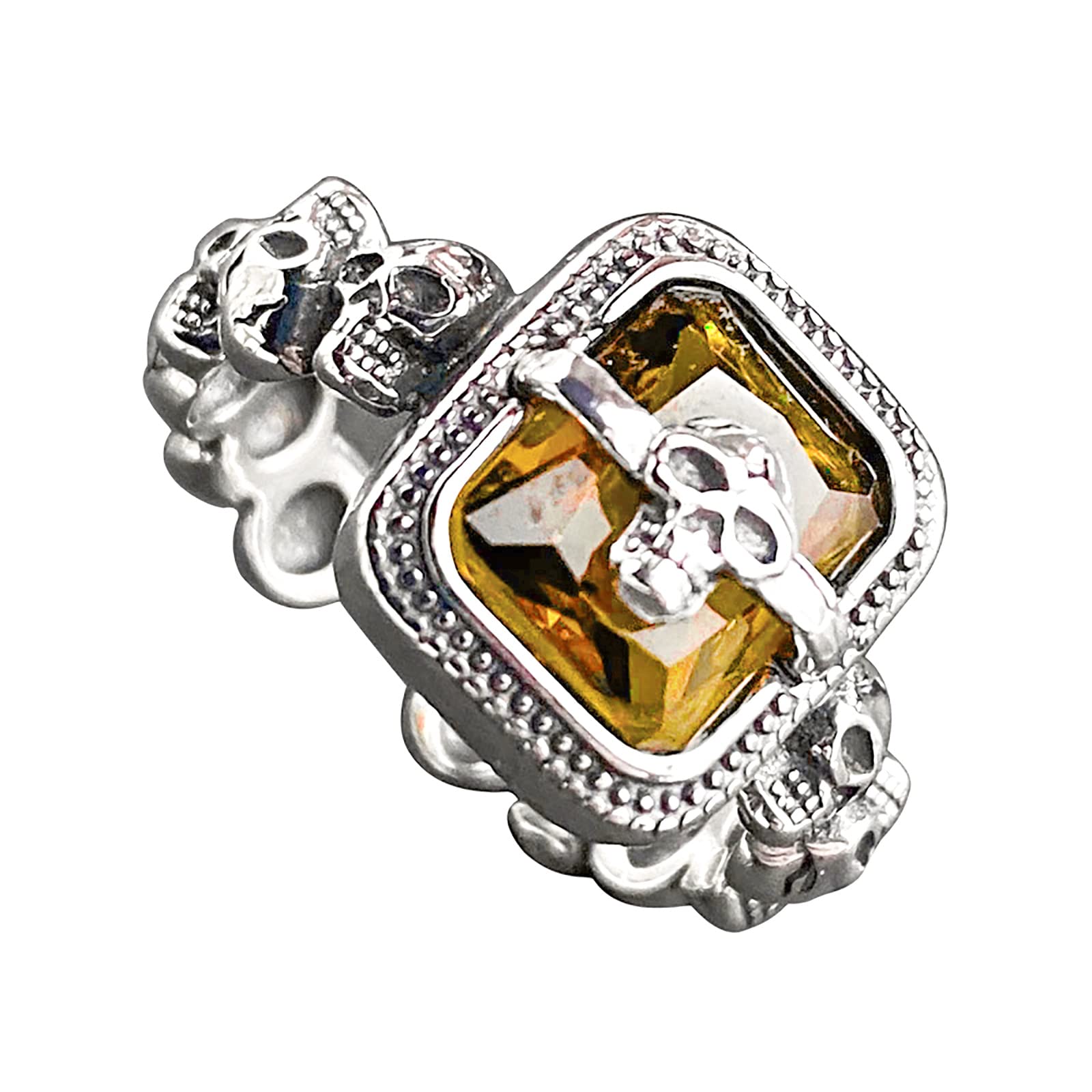 CHIPKART 925 Sterling Silver Thumb Ring, Vintage Skull Ring, Adjustable Open Ring, Gift for Women Men Christmas Birthday Anniversary, Gift Boxed(Yellow)