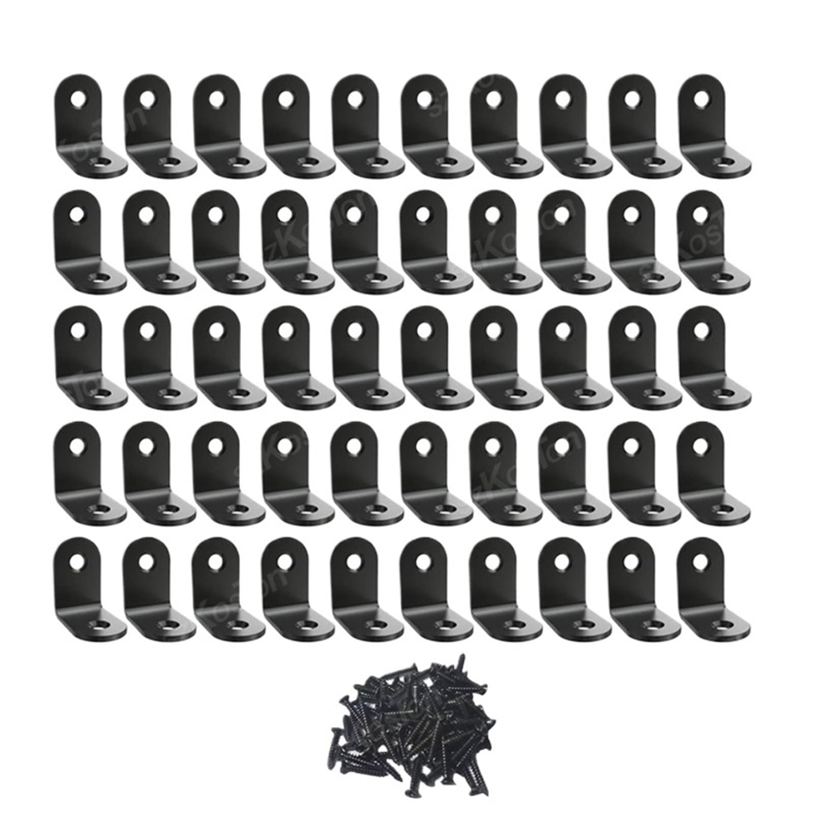 Soporte Angular Perno en forma de L acero inoxidable negro 90 grados con tornillo for muebles madera DIY(50pcs)