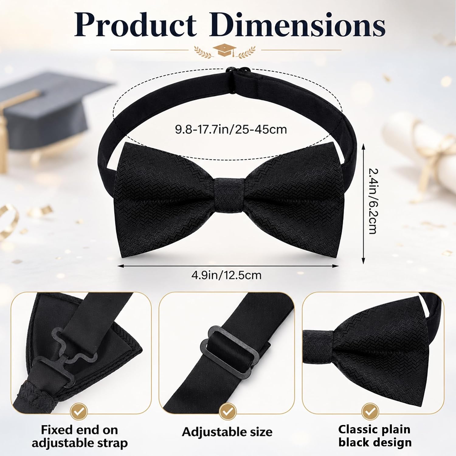 Fengek 2Pcs Boys Pre-Tied Tie & Bow Tie Set - Adjustable Stripe Necktie & Bowtie for Kids, School Uniform & Formal Wear