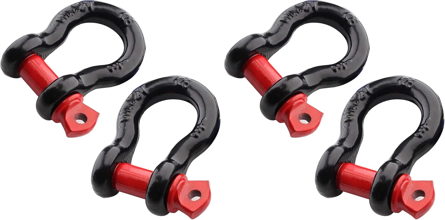 2Pcs 5/8 Inch D Ring Shackle, D Shackle Rugged 19.5 Ton(42990 Lbs) Maximum Break Strength, 3.25 Ton (7165 Lbs) Capacity (Pack of 2)