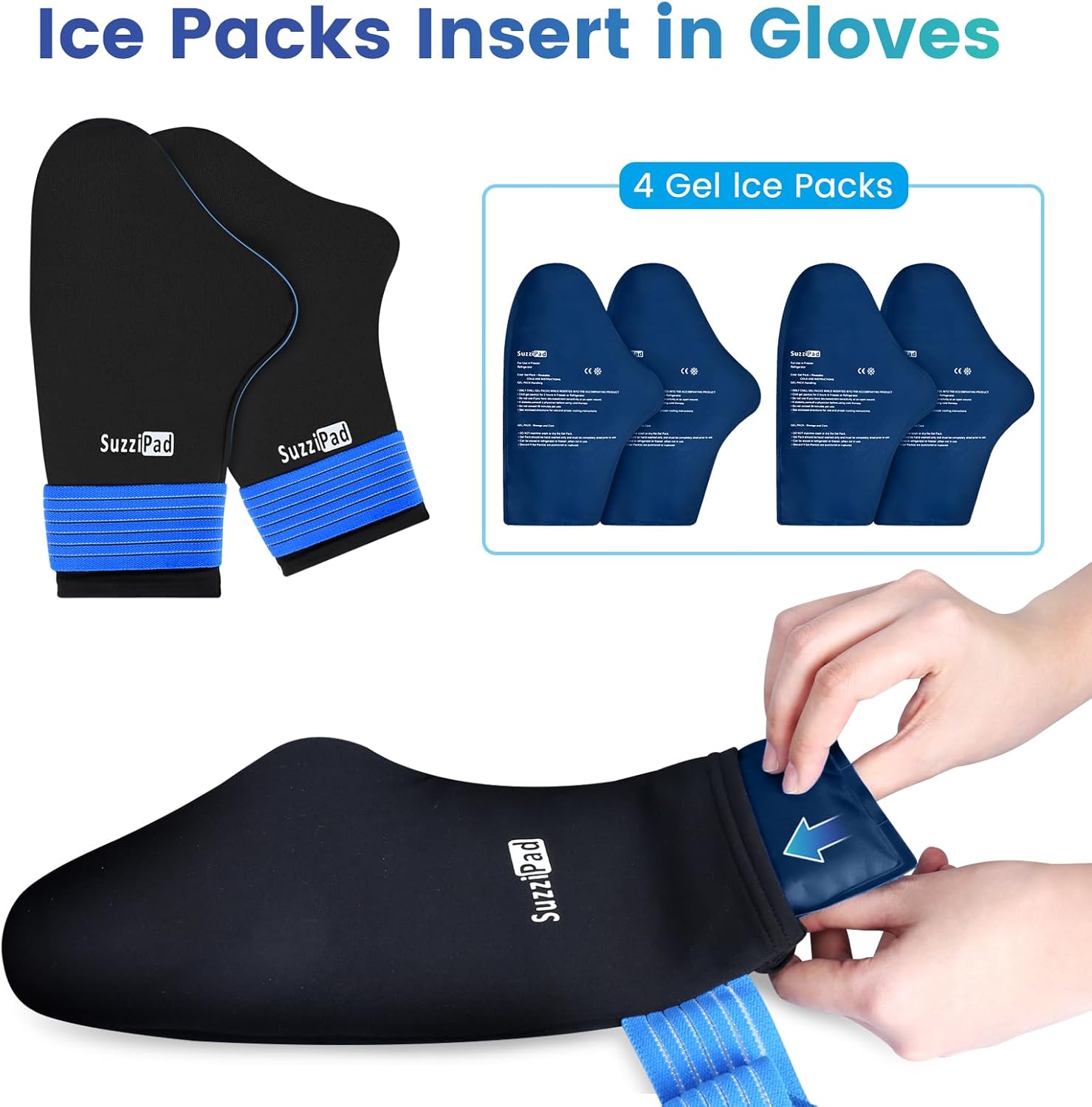 SuzziPad Replacement Ice Gel Packs(10-Piece Set), S/M