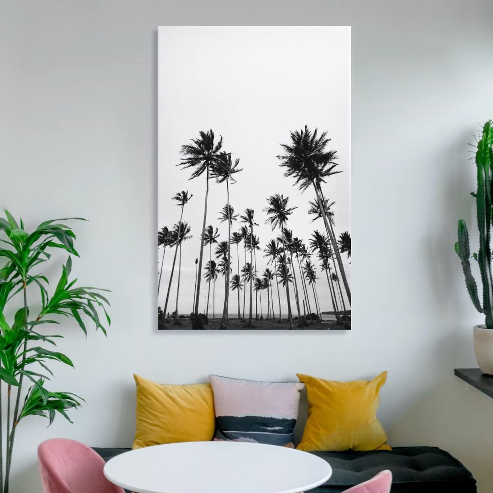 Générique Feuilles palmier feuillage tropical vert sauge Affiche Moderne Toile Tableau Art Peintures Decoration Murale pour Salon Chambre Tableau Decoration, Sans Cadre (50X100CM