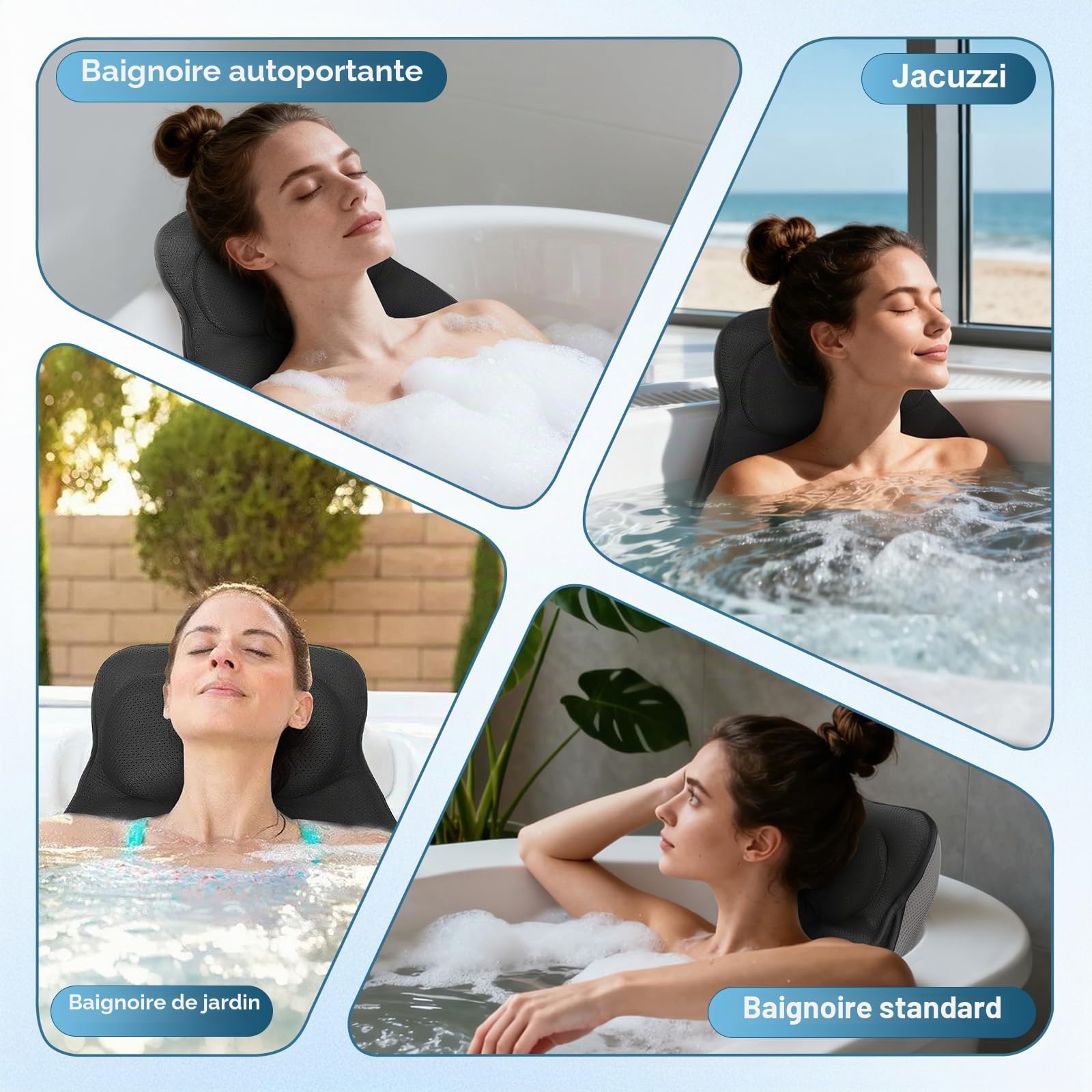 Coussin de bain pour tout le corps, tapis de bain épais avec coussin, coussin de luxe pour baignoire, appuie-tête, cou, épaules, jambes, accessoires de spa de luxe