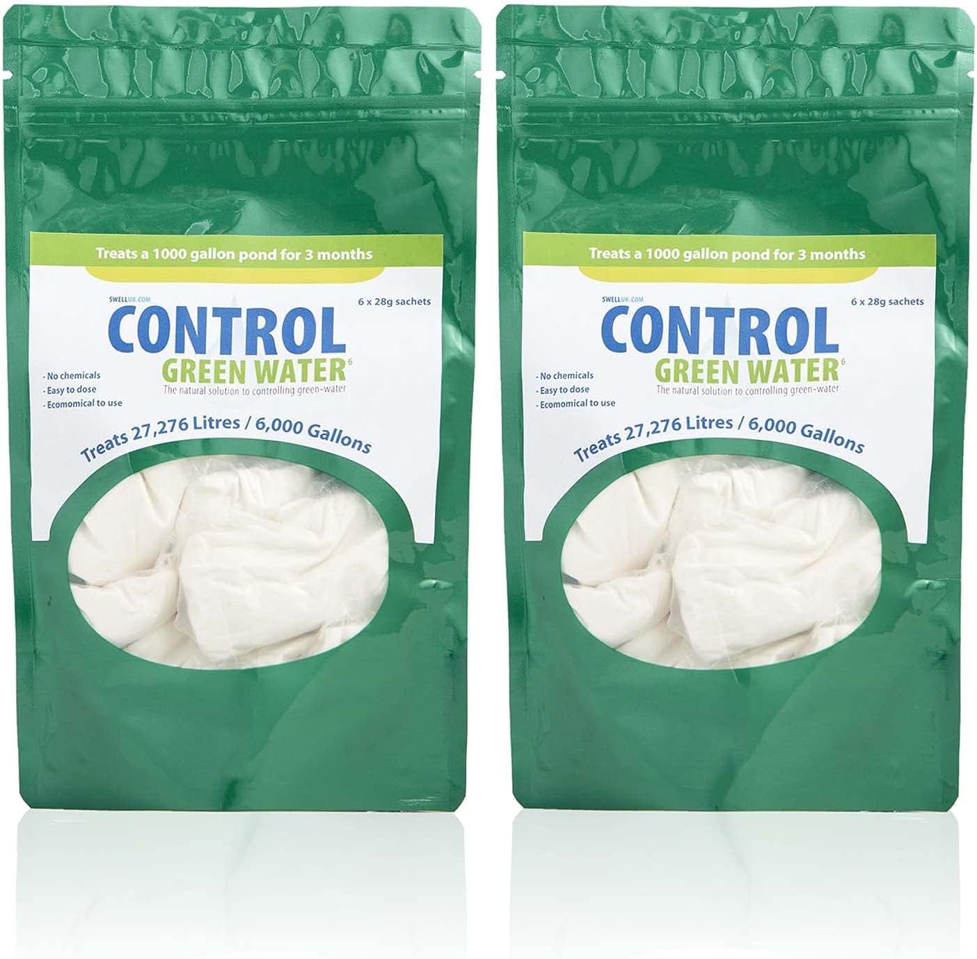 Swell Control Green Water 2 Pack. Pond Clear Water Treatment and Pond Cleaner