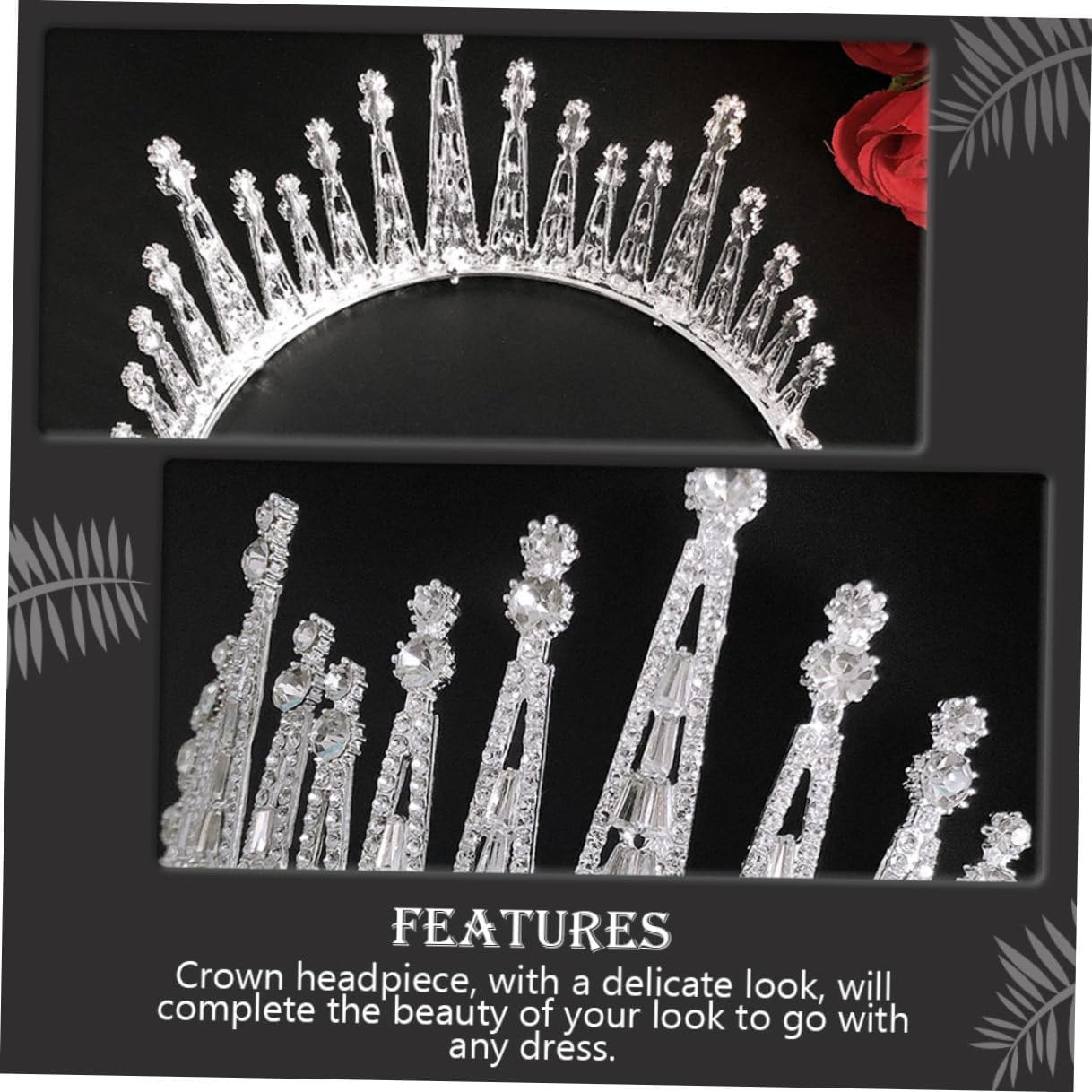 MAGICLULU Baroque Rhinestone Bridal Tiara Crown Silver Zinc Alloy Wedding Photo Party Headpiece for Brides Elegant Hair Accessory