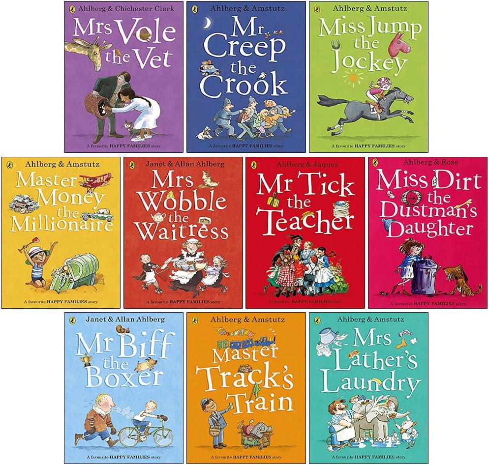 Happy Families Collection Allan Ahlberg 10 Books Set in a Bag Children Gift Pack