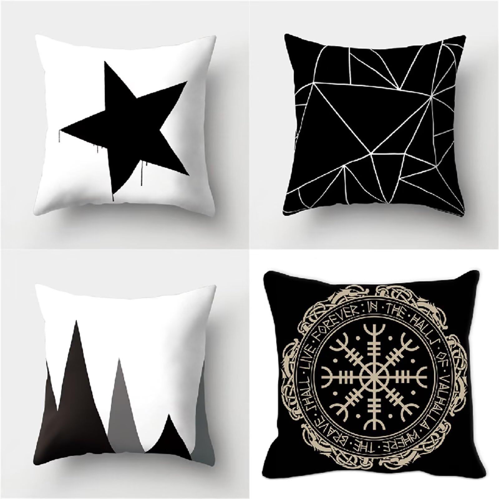 Federe Cuscini Divano 65x65cm,Set di 4 Stella nera Cuscini per Divano,Quadrato Doppio Lato Morbido Esterni Copricuscini Divano,per Divano Soggiorno Sedia Letto Decorativo Cuscini Divano ZW1-63