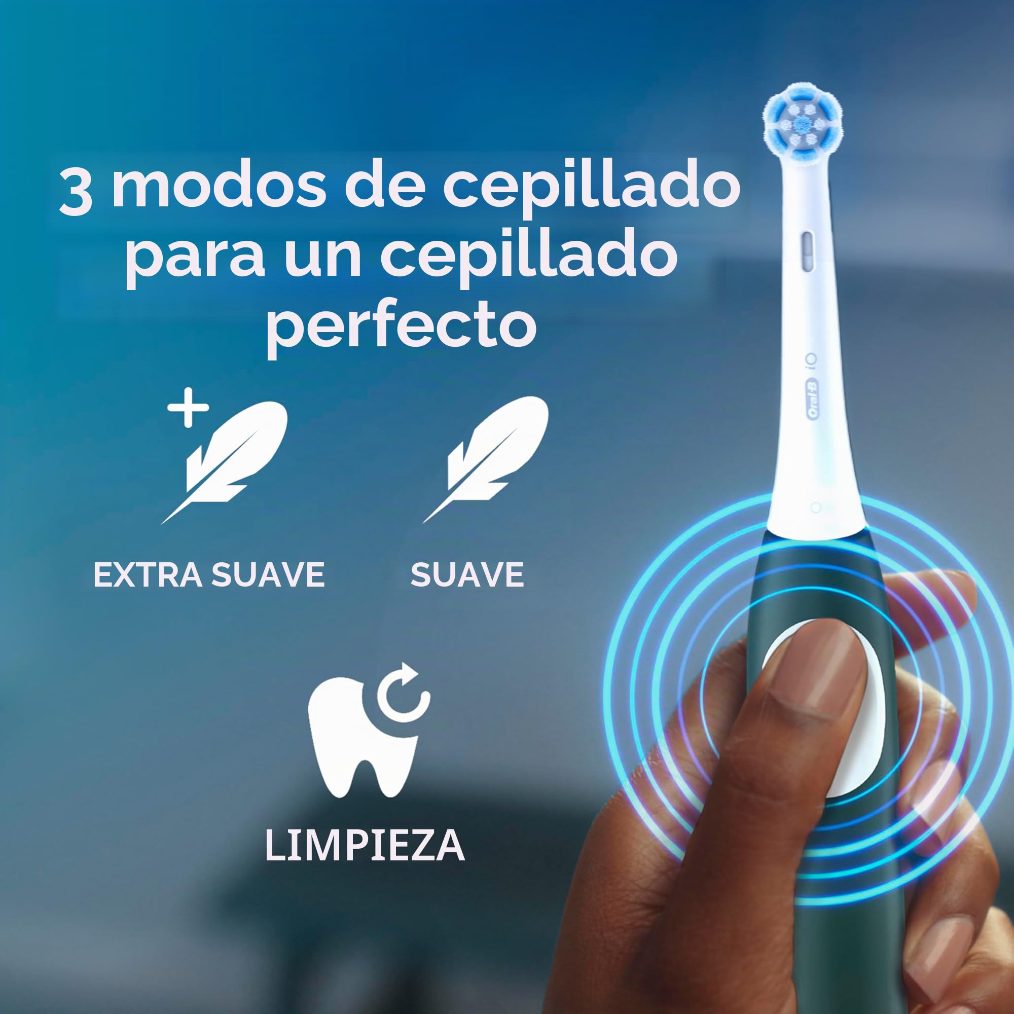 Oral-B iO2 - Cepillo de dientes (color verde bosque), | 3 modos de cepillado, incluyendo suavidad, sensor de presión de las encías, batería recargable, silencioso