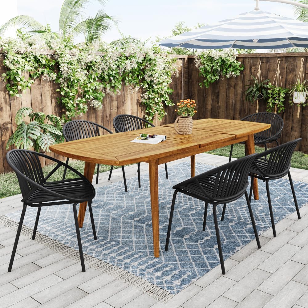 Patio Dining Chairs Stackable Chairs with Breathable Design Modern Simple Art Style (Set of 2),Metal Legs+Plastic backrest,Green (Black)
