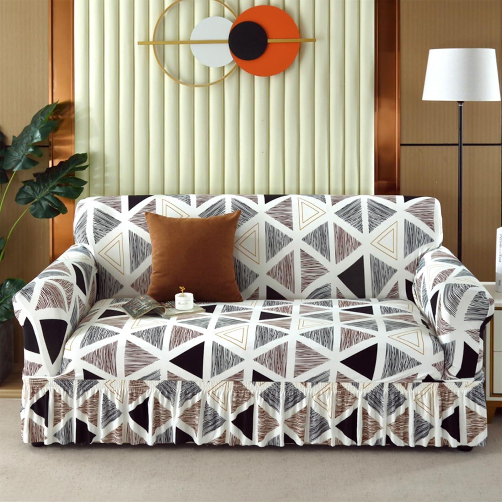 Housse de coussin canapé sectionnel XL extensible avec jupe élégante