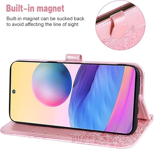 Miniatura 4 de Asuwish Compatible con Xiaomi Redmi Note 10 5G Funda tipo cartera y protector de pantalla de vidrio templado, cubierta abatible, tarjetero,