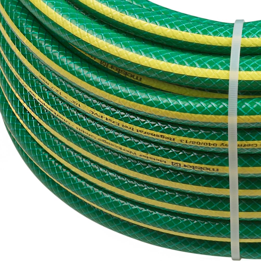 Meister Tubo in tessuto a croce, 12,7 mm – 30 m di lunghezza – per irrigazione di piccole superfici – Resistente ai graffi e all'abrasione – Resistente ai raggi UV, tubo da giardino in primo PVC, tubo