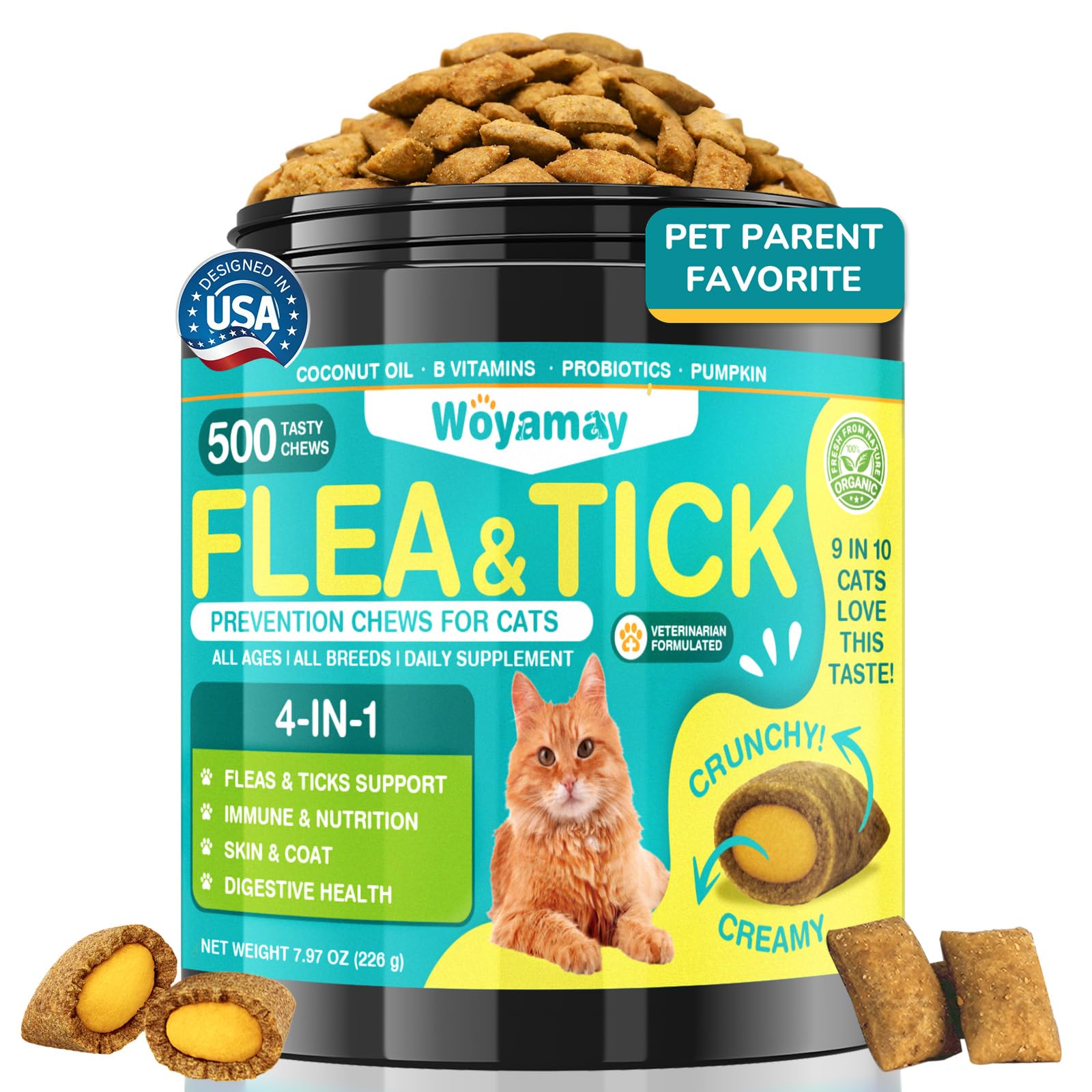 Woyamay flea and tick prevention chews for cats
