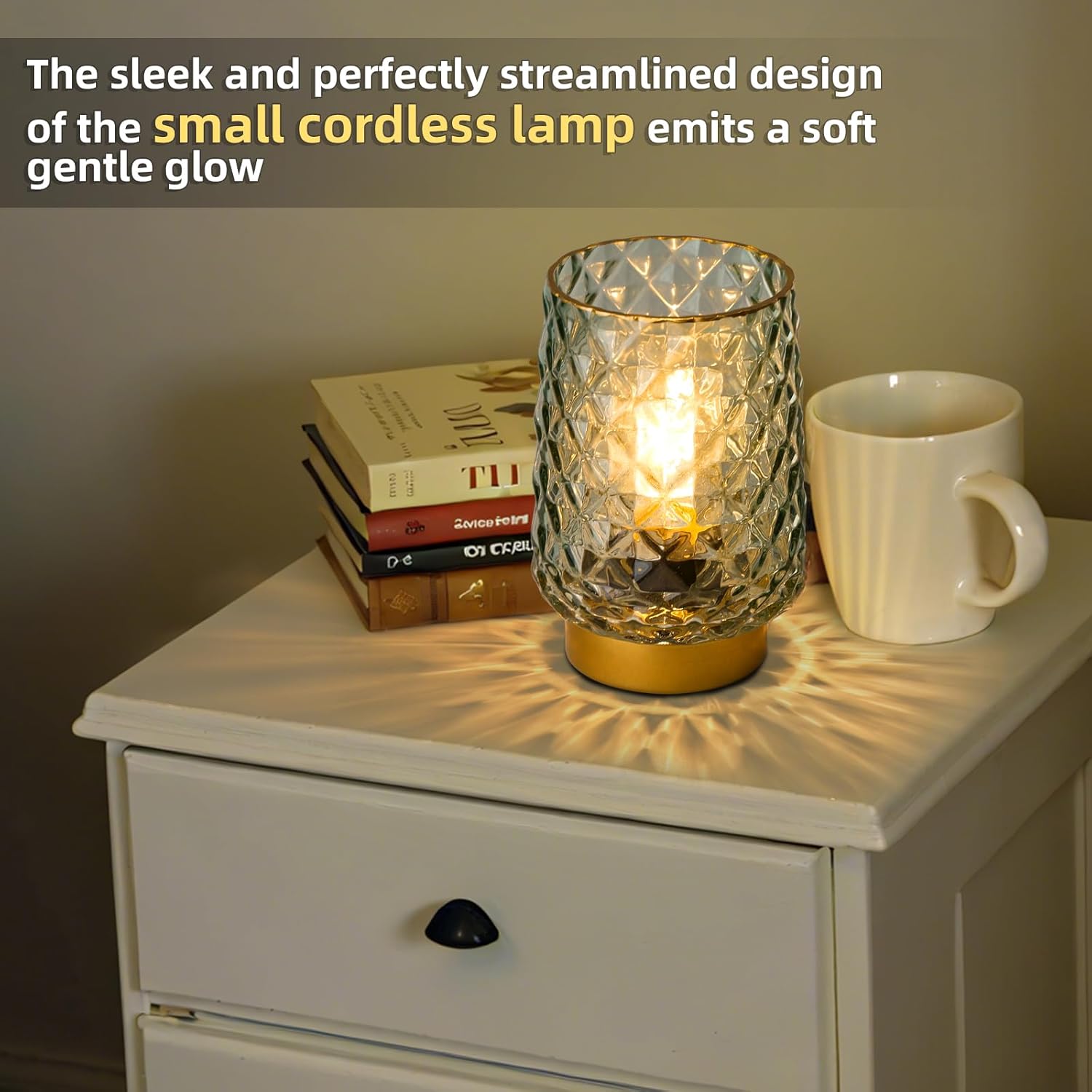 MJ Cordless Lamp with Timer - Battery Operated Green Aesthetic Lamp for Valentine's Day Battery Lamps for Home Cordless Kitchen Countertop Small Beside Lamps for Living Room, Entryway, Dorm