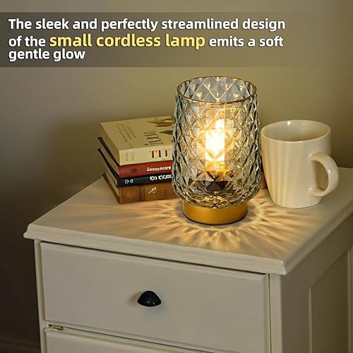 Miniatura 4 de MJ - Lámpara inalámbrica con temporizador, funciona con pilas, lámpara estética verde para decoración de estantes, lámparas de batería para encimera