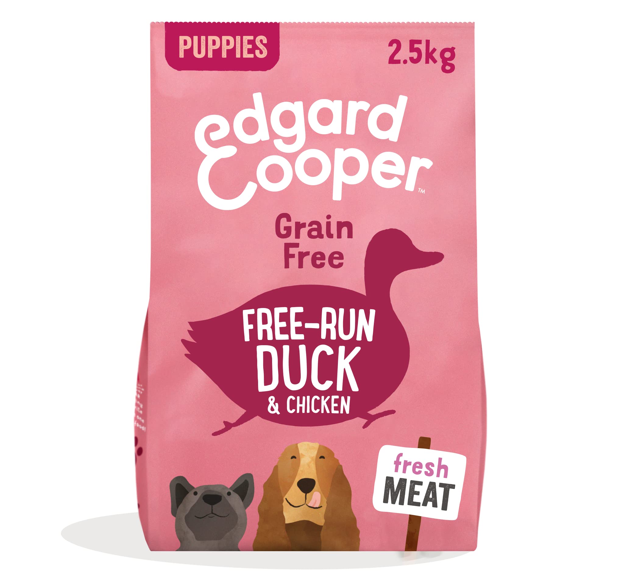 Edgard & Cooper Pienso para Perros, Cachorros, (Pato & Pollo, 2.5kg), Alimento seco Natural sin Cereales, Perros, Carne Fresca y sin azúcares añadidos, proteina de Calidad