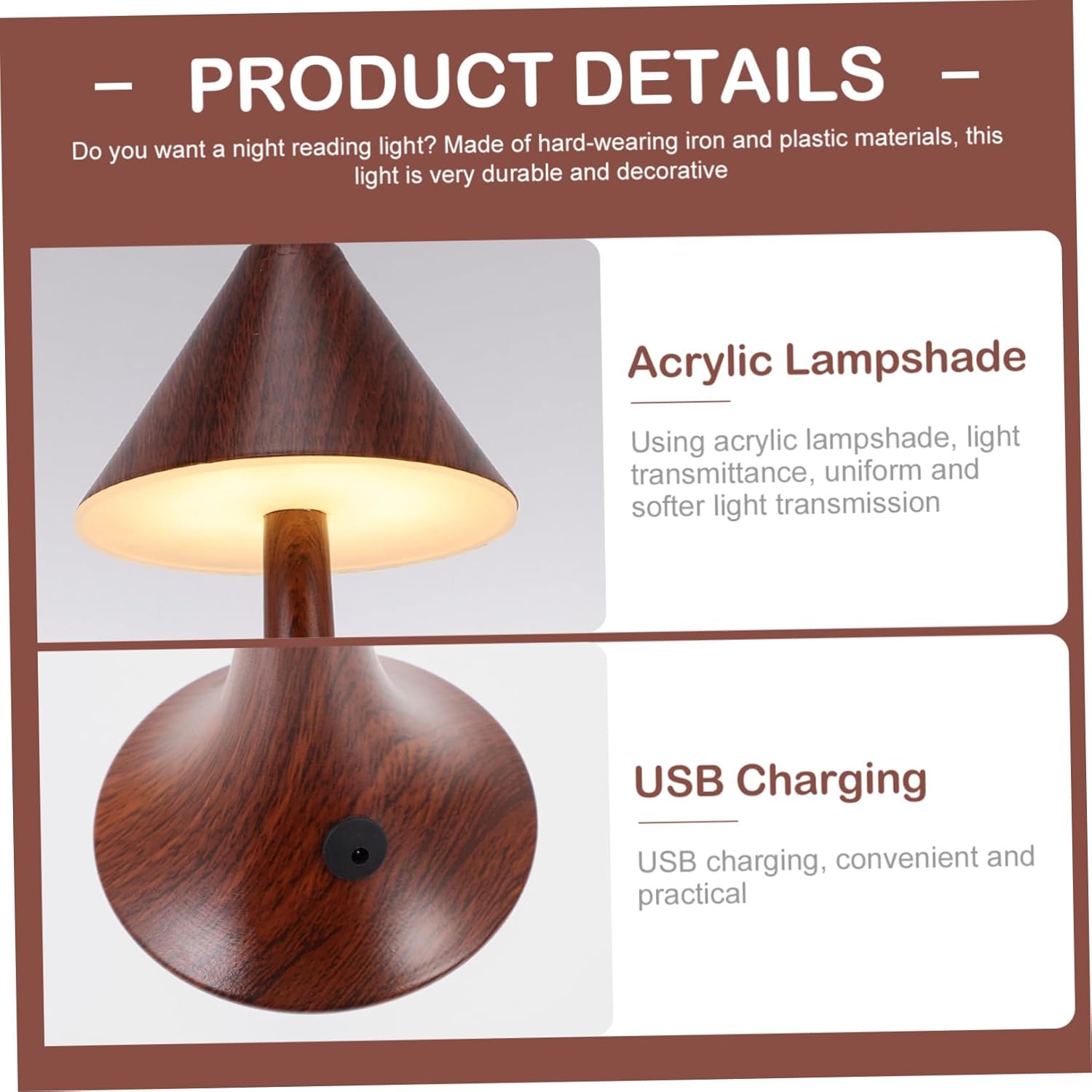 Modern USB Rechargeable Bed Table Lamp Dimmable Led Reading Light Eye Care for Nightstand
